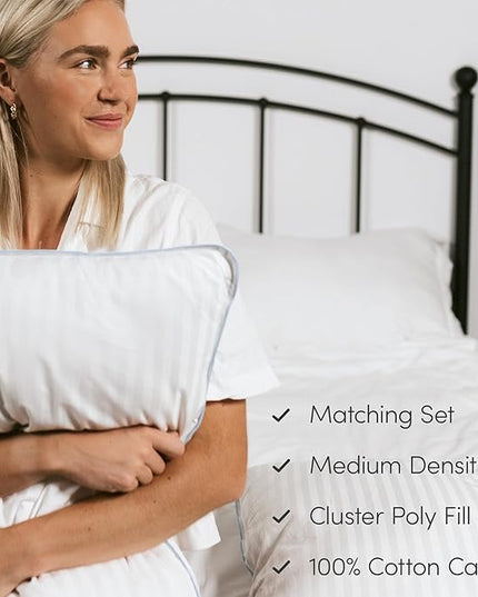 eLuxurySupply 2-Pack Premium Bed Pillows - Medium Density and Medium Loft Ideal for Back and Side Sleepers - 100% Cotton Casing - 20"X36" King Size