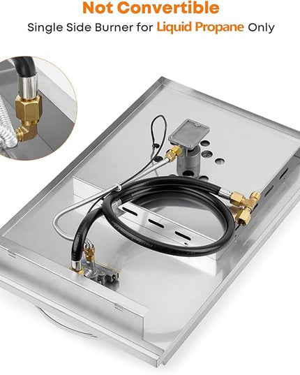 Stanbroil Built-in Stainless Steel Side Burner for Outdoor Kitchen - Liquid Propane Only