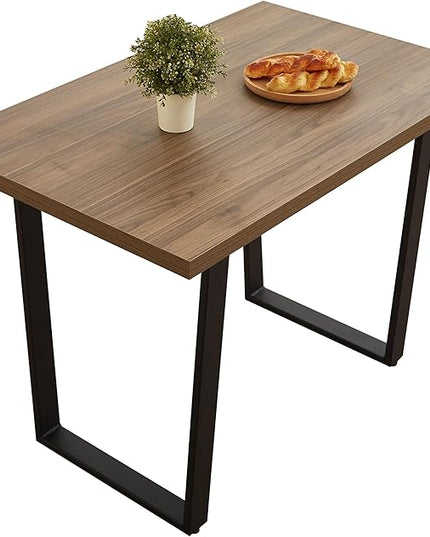 42.9 Modern Dining Kitchen Table for 4, Space-Saving Rectangular Design with Metal Legs, Suitable for Dining Room Kitchen Restaurant (Walnut Table)
