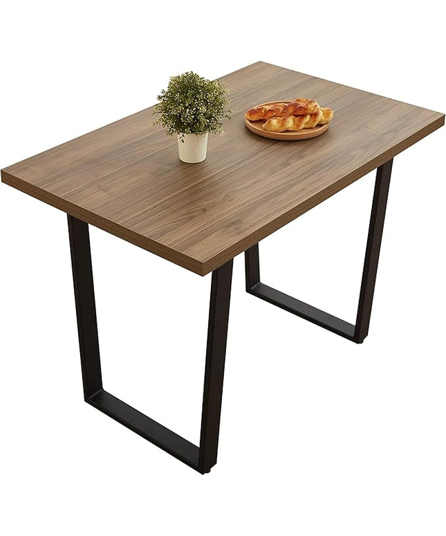 42.9 Modern Dining Kitchen Table for 4, Space-Saving Rectangular Design with Metal Legs, Suitable for Dining Room Kitchen Restaurant (Walnut Table)