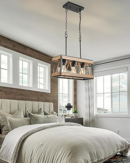 Farmhouse Light Fixtures, 3-Light Adjustable Kitchen Chandeliers Over Table, Vintage Pendant Lighting for Kitchen Island, Rustic Hanging Lights for Entryway Foyer Bathroom Dining Room