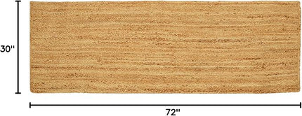 Jute Rug Runner - 2.5x6 Feet, Natural Fiber Hand Woven Area Rug for Kitchen, Bedroom - Boho Farmhouse Style Runner, Braided Design for Floor Decor (30x72 Inch)