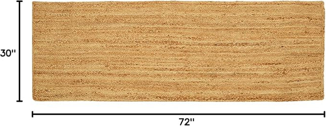 Jute Rug Runner - 2.5x6 Feet, Natural Fiber Hand Woven Area Rug for Kitchen, Bedroom - Boho Farmhouse Style Runner, Braided Design for Floor Decor (30x72 Inch)