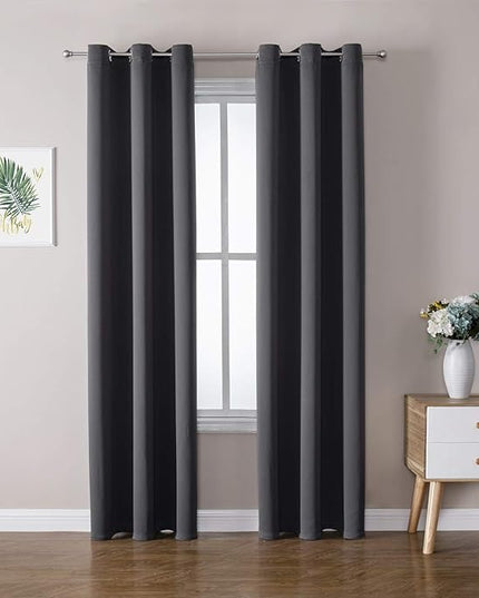 ChrisDowa Grommet Blackout Curtains for Bedroom and Living Room - 2 Panels Set Thermal Insulated Room Darkening Curtains (Dark Grey, 42W x 84L)