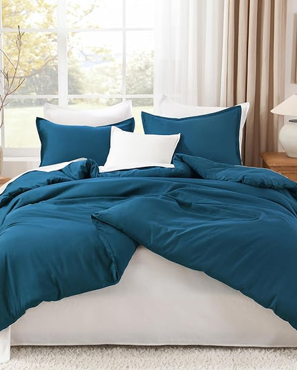 Litanika Comforters Teal Super King Size, 3 Pieces Lightweight Solid Bedding Set & Collections, All Season Fluffy Bed Set (120x120In Comforter & 2 Pillowcases)