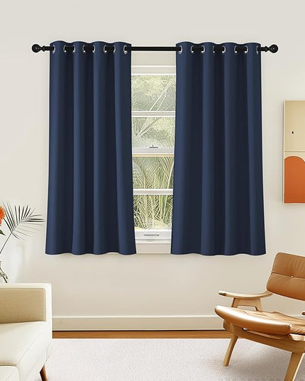 NICETOWN Navy Blue Blackout Curtain 54 inch Length, Grommet Thermal Curtains Room Darkening Window Treatment Light Blocking Drape for Bedroom/Office, 1 Panel, W46 x L54