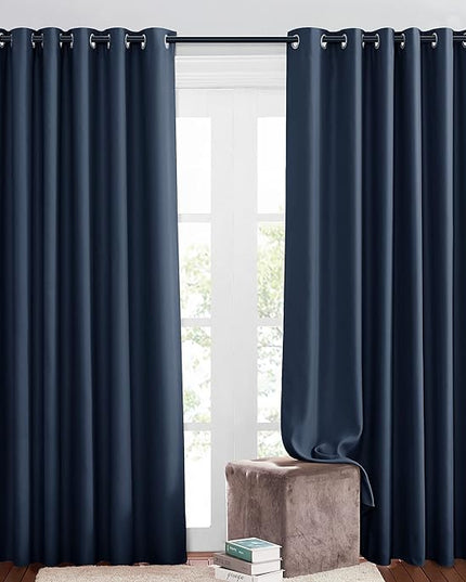 NICETOWN Blackout Curtains and Drapes for Living Room - Thermal Insulated Solid Grommet Top Blackout Panels/Draperies for Kid's Room/Bedroom (Navy, 1 Pair, 80 x 84 Inch)
