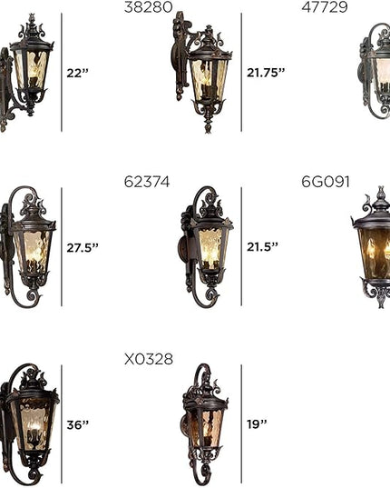 John Timberland Marseille Rustic Industrial Outdoor Wall Light Fixture Veranda Bronze Scroll 21 1/2" Champagne Hammered Glass for Exterior House Porch Patio Outside Deck Garage Front Door Home