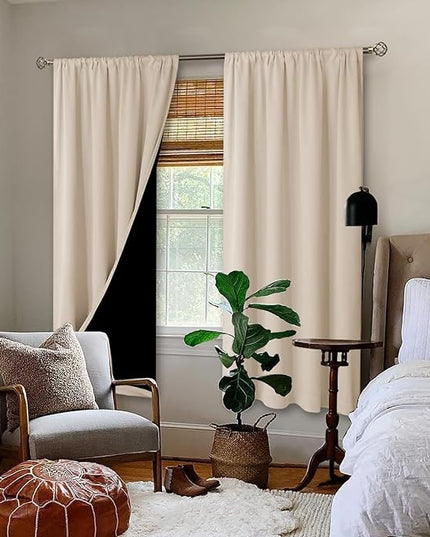 BGment Champagne Blackout Curtains for Bedroom, Full Room Darkening Thermal Insulated Soundproof Rod Pocket Window Curtains Drapes 72 Inch Length, 2 Panels，Each Panel 42 Inch Wide