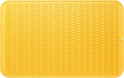 Silicone Dish Drying Mat for Multiple Usage,Easy clean,Eco-friendly,Heat-resistant Silicone Mat for Kitchen Counter or Sink,Refrigerator or Drawer Liner Yellow 3XL 28 inches x 18 inches