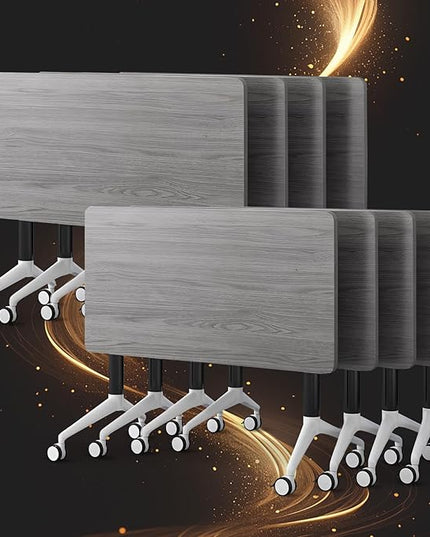 Conference Table, Folding Conference Room Tables, Modern Flip Top Seminar Training Meeting Table with Wheels, Modular Foldable Conference Tables for Home Office Classr (Gray 8 Pack 63inch)