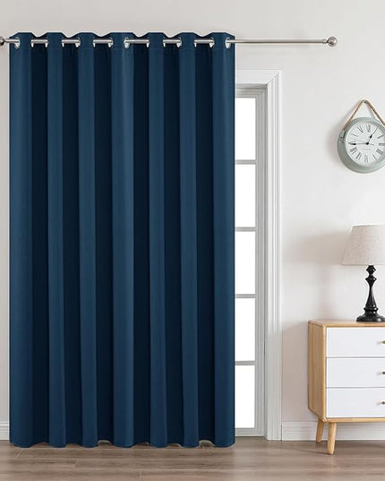 Joydeco Navy Blue Custom Solid Single Blackout Curtain for Bedroom and Living Room, Grommet Thermal Insulated Room Darkening Curtain 1 Panel (Custom Size,Navy Blue)