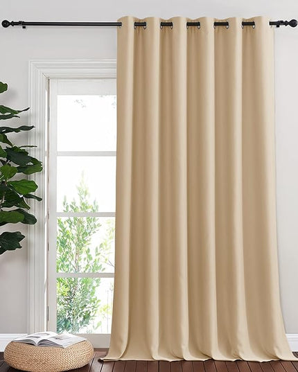NICETOWN Room Darkening Extra Wide Curtain 102 inch Length, Grommet Thermal Curtain Voice Reducing Window Treatment for Sliding Glass Door/Bedroom, Biscotti Beige, W80 x L102, 1 Panel