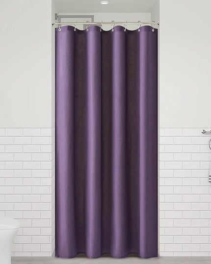 Naturoom Purple 42 Inch Shower Curtain - Stall Narrow Half Linen Ultra Thick Fabric Shower Curtain Set with Hooks, Boho Farmhouse Rustic RV Camper Bath Curtains for Bathroom, 42x72