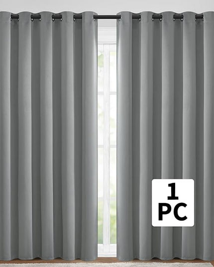 Yakamok Wide Thermal Blackout Patio Door Curtain Panel, Sliding Door Insulated Grommet Curtains, Extra Wide Curtains for Sliding Glass Door, Dove Grey, W70 x L84, 1 Panel
