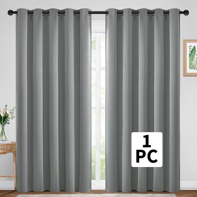 Yakamok Wide Thermal Blackout Patio Door Curtain Panel, Sliding Door Insulated Grommet Curtains, Extra Wide Curtains for Sliding Glass Door, Dove Grey, W70 x L84, 1 Panel