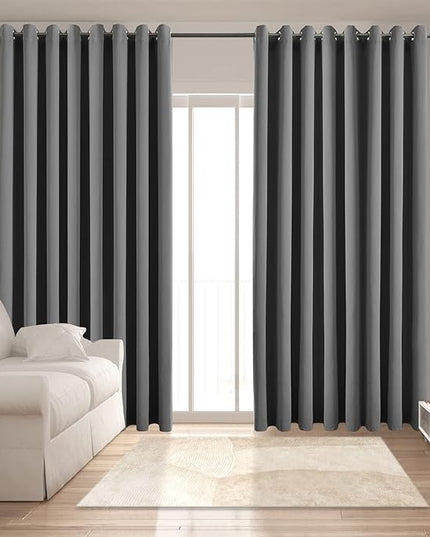 Blackout Curtains for Bedroom Thermal Insulated Solid Grommet Window Drapes Extra Wide for Sliding Door, Set of 2 Curtain Panels 108 W x 84 L Inches Dark Gray