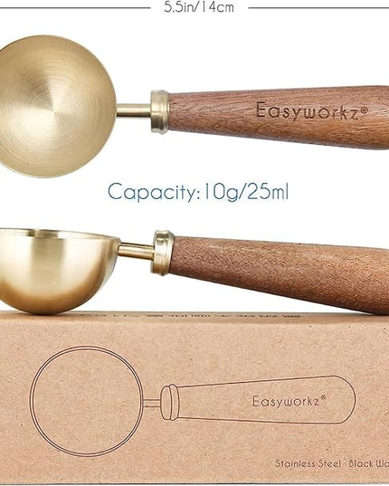 Easyworkz Retro Stainless Steel Coffee Spoon With Black Walnut Handle,10g - Measuring Spoon (Brushed gold)