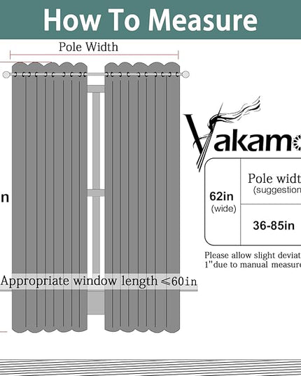 Yakamok Blackout Curtains Room Darkening Thermal Insulated Window Panels,Solid Grommet Top Drapes for Bedroom/Living Room(62Wx63L, Dark Green, 2 Panels)