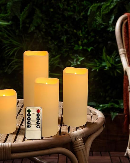 Set of 96 Waterproof Outdoor Flameless Candles, LED Candles with 4 Remote and Timer,(H 4" 5" 6" x D 2.2"),for Halloween Wedding Festival