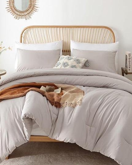 ROSGONIA California King Comforter Set Linen Grey, 3pcs (1 Boho Gray Cal King Comforter & 2 Pillowcases), All Season Soft Bedding Blanket Quilts