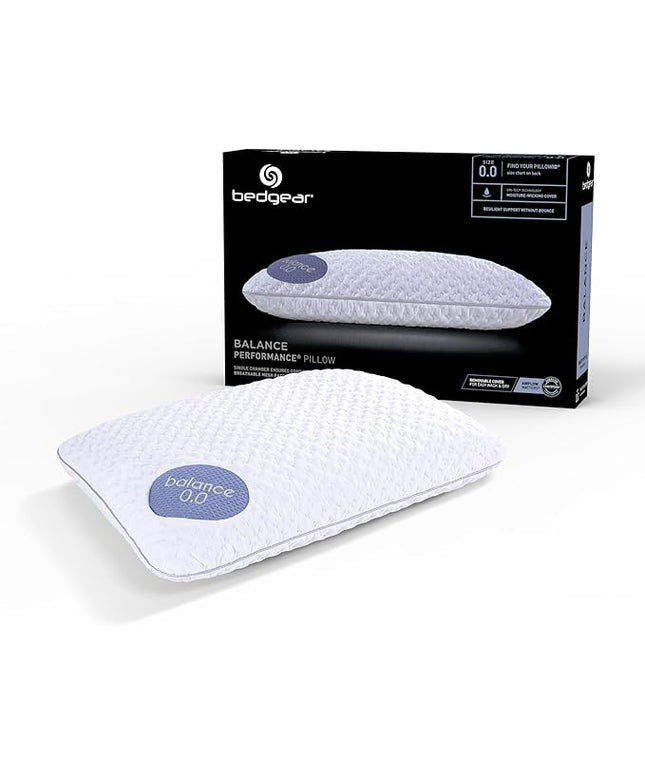 Bedgear Balance Performance Pillow – 0.0 - Moisture Wicking Bed Pillow for All Sleep Positions - Medium Firmness Bed Pillow - Washable Removable Cover – 20" W x 26" L x 4.75" H