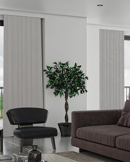 SmartWings Automatic Curtain Opener with Drapery, Motorized Vertical Blinds with Remote, Electric Closet Doors Sliding Panels Compatible with Alexa Google Homekit, 90% Blackout Sierra Grey