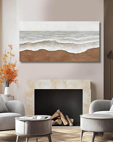 Artexist Seascape Wall Painting Landscape Home Wall Art Grey 24"x48" Wall Decor for Bedroom, Office