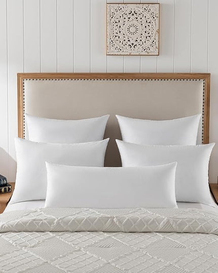 20x20 Decorative Throw Pillow Inserts-Down Feather Pillow Inserts-Square-Cotton Fabric-Set of 2-White.