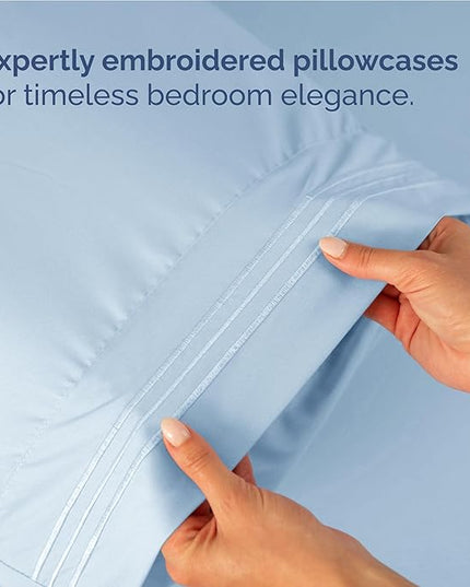 Twin XL Size 3 Piece Sheet Set - Comfy Breathable & Cooling Bed Sheets Set - Hotel Luxury Bedding for Women, Men, Kids, Teens, Boys & Girls - Deep Pockets, Soft and Wrinkle Free - Oeko-Tex - Sky Blue