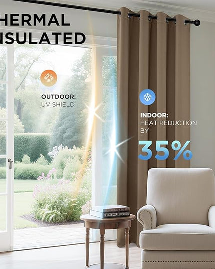 Joydeco Blackout Curtains 120 Inch Length 2 Panels Set, Thermal Insulated Long Curtains& Drapes 2 Burg, Christmas Drapes for Living Room Bedroom Window