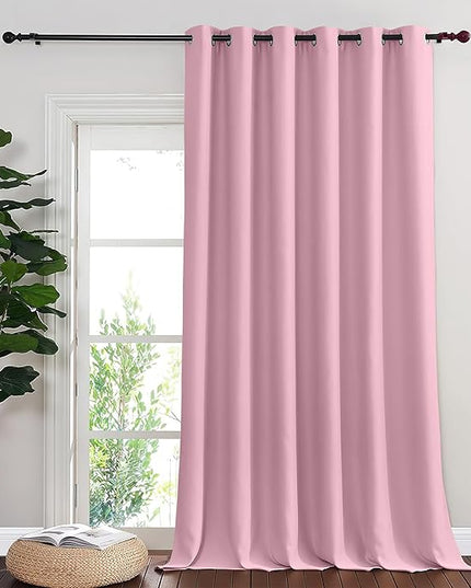 NICETOWN Sliding Door Curtain 108 Inches Long - Blackout Thermal Insulated Grommet Room Divider Privacy Drape for Patio Glass Door, 1 Panel, Rouge Pink, 100 Inch Extra Wide