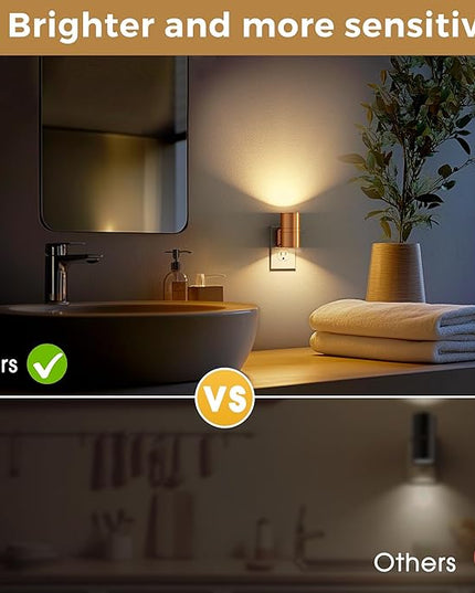 L LOHAS LED Night Light, Automatic Night Lights Plug into Wall, 2 Pack Nightlights with Light Sensor, 3000K Soft White 0-100LM Dimmable Modern Nightlight for Kids Bedroom Hallway