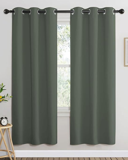 NICETOWN Room Darkening Curtains for Nursery, Grommet Thermal Insulated Light Blocking Window Treatments Sound Reducing for Bedroom, W37 x L72, 2 Panels, Dark Mallard