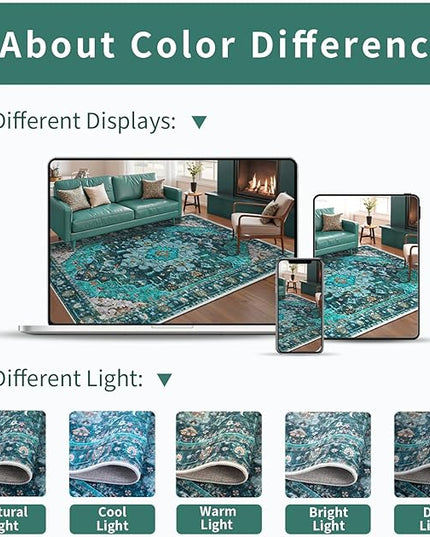 Ciicool Washable Vintage Runner Rug - 2'6" x 10' ft Hallway Carpet, Boho Low Pile Long Non Slip Soft Stair Runner Kitchen Carpet Indoor Oriental Throw for Living Room Bathroom Entry