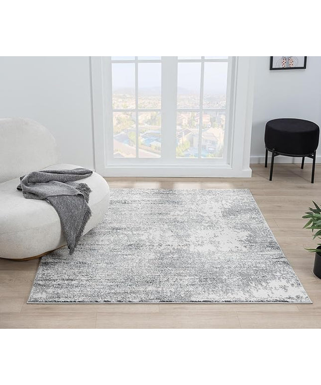 Keen Home Design Area Rugs - 8ft Round Non-Shedding, Abstract Rugs for Kitchen, Living Room, Bedroom, Dining Room, Entryway - Size: 7'10" Square, Abstract Cream/Grey