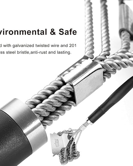 Grill Brush and Scraper Bristle Free – Safe BBQ Brush for Grill – 18'' Stainless Grill Grate Cleaner - Safe Grill Accessories for Porcelain/Weber Gas/Charcoal Grill – Gifts for Grill Wizard