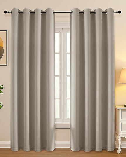 Simplebrand Stone Room Darkening Curtains for Bedroom Living Room 84 Inch Length 2 Panels Set, Thermal Insulated Curtains & Drapes, Solid Grommet Noise Reducing Window Treatment, W50 x L84 Inch