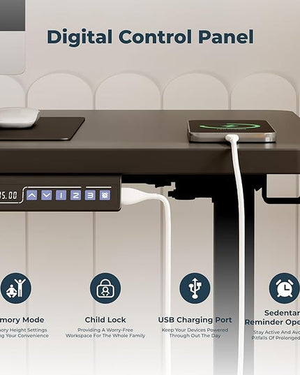 Adjustable Stand Up Desk, Large 71x31 Inches Height Adjustable Standing Desk with Cable Management, Home Office Computer Desk with Memory Preset & Charging USB Port & Sedentary Reminder