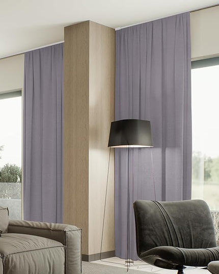 SmartWings Automatic Curtain Opener with Drapery, Motorized Vertical Blinds with Remote, Electric Closet Doors Sliding Panels Compatible with Alexa Google Homekit, 93% Blackout Light Purple