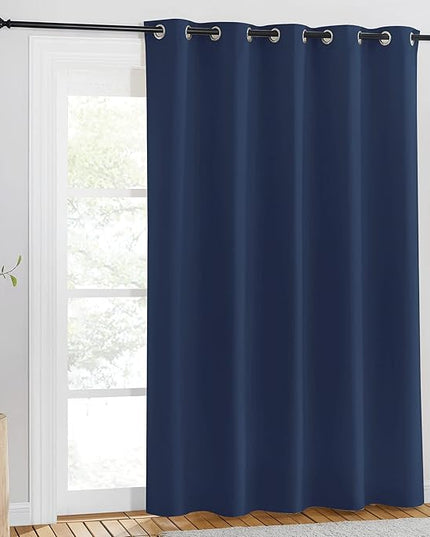 NICETOWN Blackout Navy Curtain Drape for Windows 84" Long - Room Darkening Energy Saving Thermal Insulated Solid Grommet Window Treatment for Living Room (Navy, 1 Panel, 66 by 84-Inch)