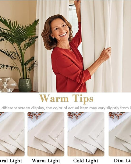 H.VERSAILTEX Blackout Curtains Thermal Insulated Window Treatment Panels Room Darkening Blackout Drapes for Living Room Back Tab/Rod Pocket Bedroom Draperies (2 Panels, Natural, 52 x 54 Inch)