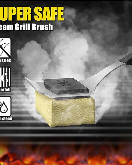 GRILLART Grill Brush Bristle Free, Replaceable BBQ Cleaning Head (No Handle), Safe Replacement Cleaning Pad for Cast Iron/Stainless-Steel Grates - Black