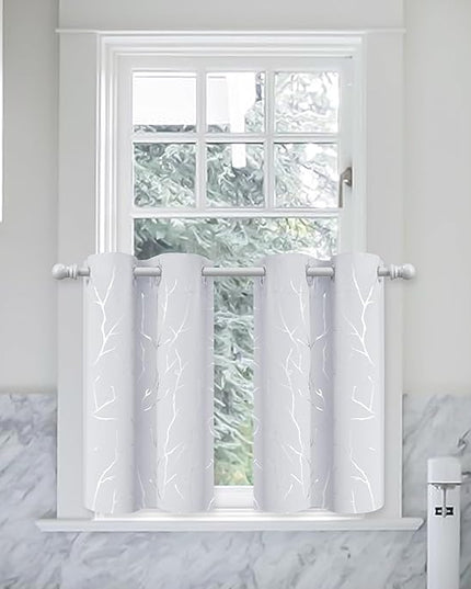 BUHUA Short Curtains 36 inches Long, Black Out RV Bunk Panels, Kitchen Window Curtains Over Sink, Thermal Insulating Blackout Drapes for Small Window (2 Panels, Greyish White, 26 inches Wide)