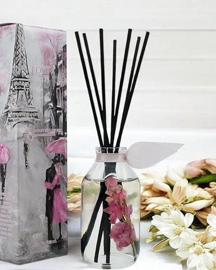 LOVSPA Reed Diffuser Set, Pink Tuberose Scented Oil Diffuser with Sticks, Home Fragrance Accessories for Bathroom Shelf Decor, Aroma Diffusers for Home or Office Desk, USA Made
