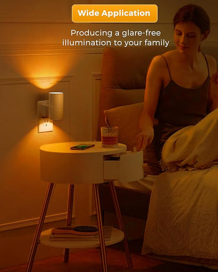 L LOHAS LED Night Light, Amber Nightlight, Dimmable Night Light 100LM, Light Sensor, Yellow Nightlight, Sleep Light for Kids, Soft & Warm Light for Bedroom, Hallway, Bathroom, 2 Pack