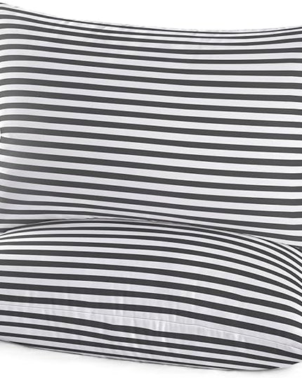 EIUE Bed Pillows for Sleeping 2 Pack Queen Size，Super Soft Down Alternative Microfiber Filled Pillows,Pillows for Side and Back Sleepers,20 x 30 Inches,Striped White Grey