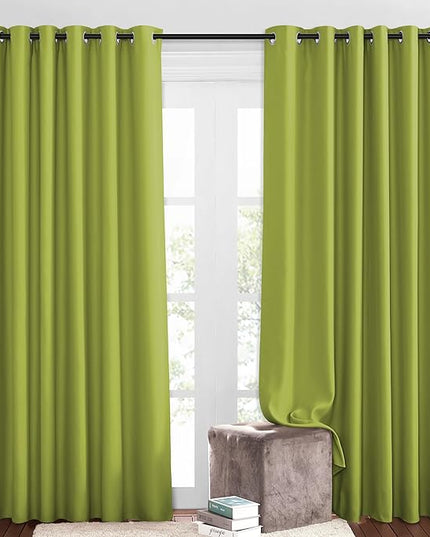 NICETOWN Bedroom Room Darkening Curtains and Drapes - Window Treatment Thermal Insulated Solid Grommet Room Darkening Draperies for Bedroom/Living Room (Fresh Green, Set of 2, 80 by 84 Inch)