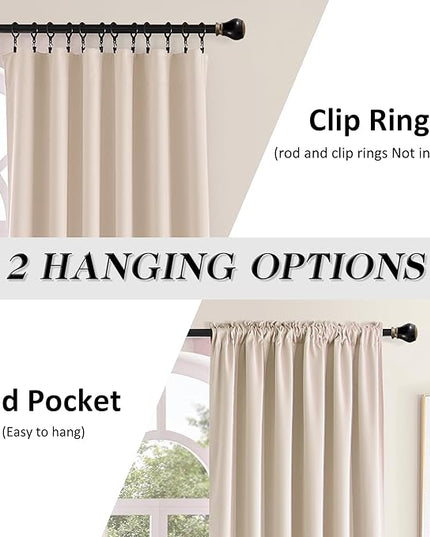 DONREN Extra Long 96 inches Length Curtains for Patio Door - Warm Taupe Room Darkening Thermal Insulated Curtain Panels (2 Pieces,52 inches Wide)