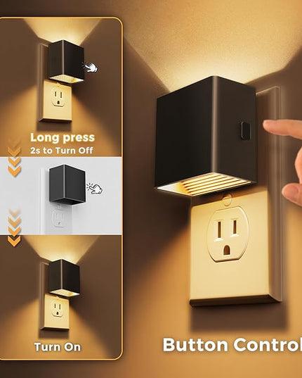L LOHAS LED Night Light,[2-Pack] Night Lights Plug into Wall with Dusk to Dawn Sensor,Brightness Adjustable,3000K Soft White,Plug in Nightlight for Adults Bathroom Hallway Kitchen